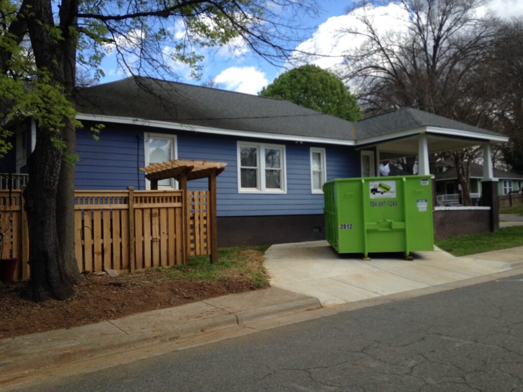 Charlotte Dumpster Rental in Driveway