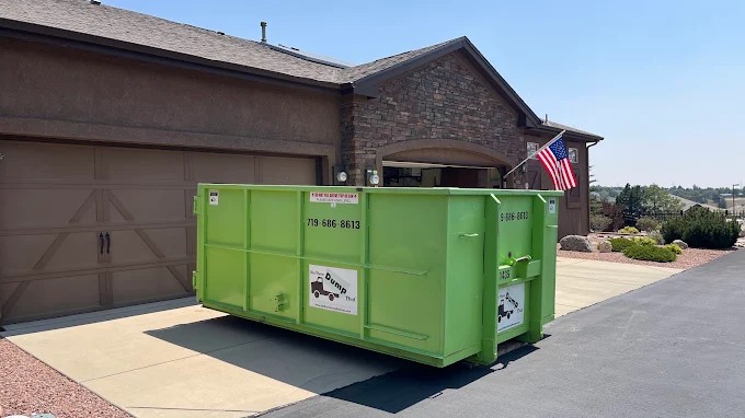 Roll off dumpster rental delivered to a Falcon CO home east of Colorado Springs