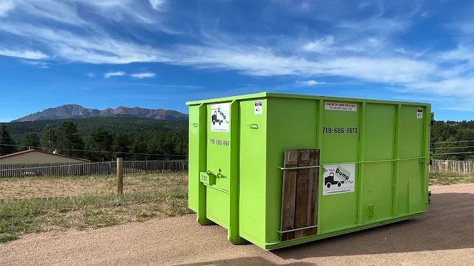 Roll off dumpster rental at a Palmer Lake CO home below the Divide