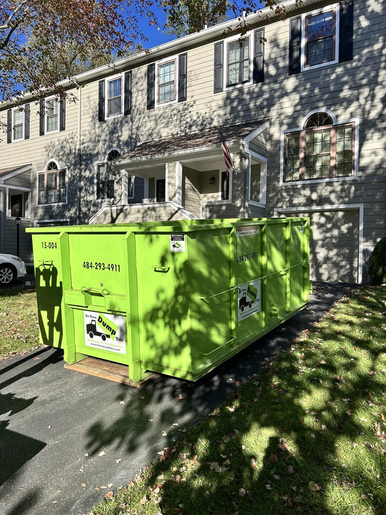 newtown square dumpster rental in driveway
