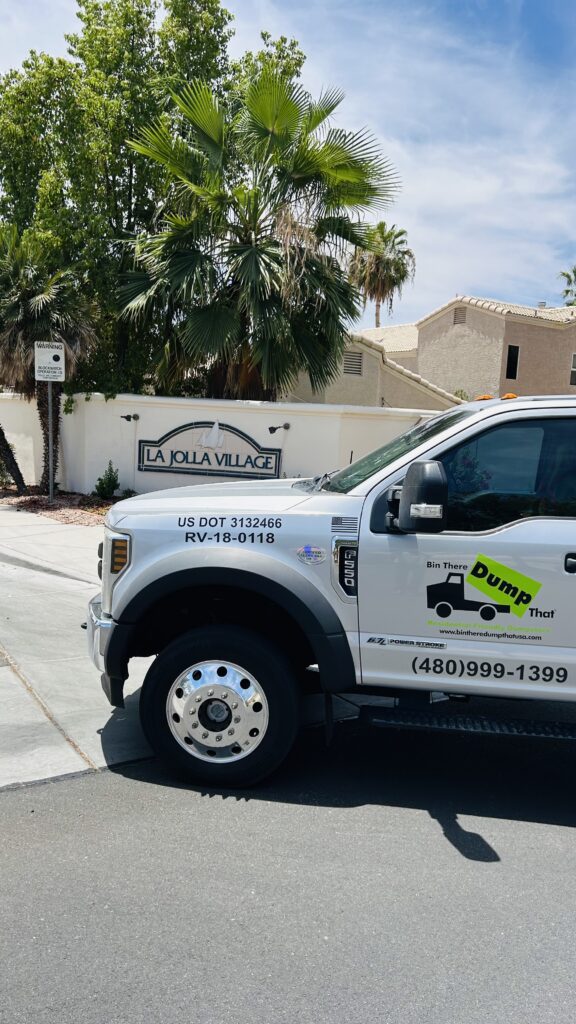 Bin There Dump That Truck In Front of La Jolla Village Marquee in Val Vista Lakes