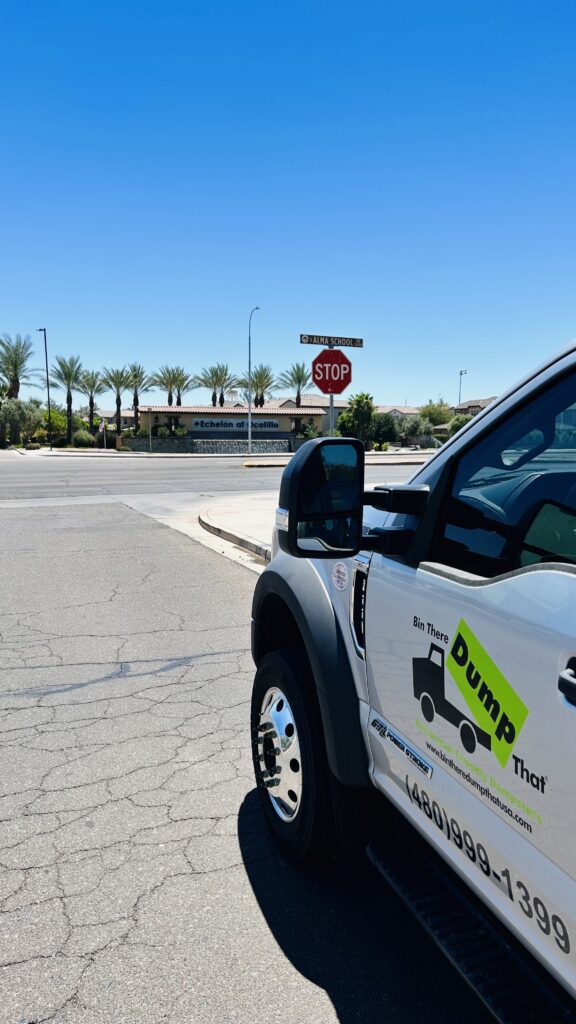 Bin There Dump That Truck In Front of Echelon at Ocotillo Neighborhood Marquee