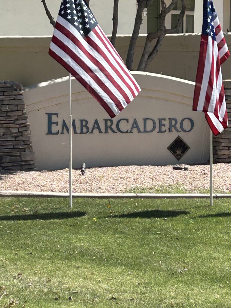 Embarcadero Neighborhood Marquee in Ocotillo
