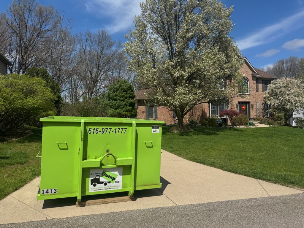 dumpster rental in grand rapids driveway