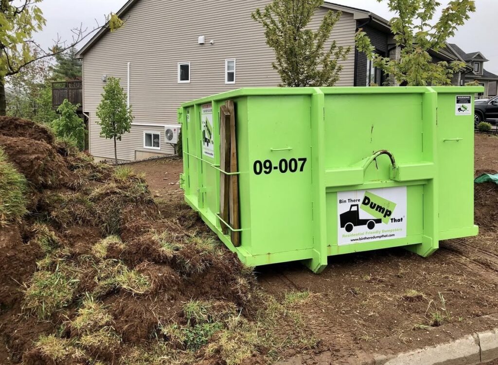 Dumpster for yard waste.