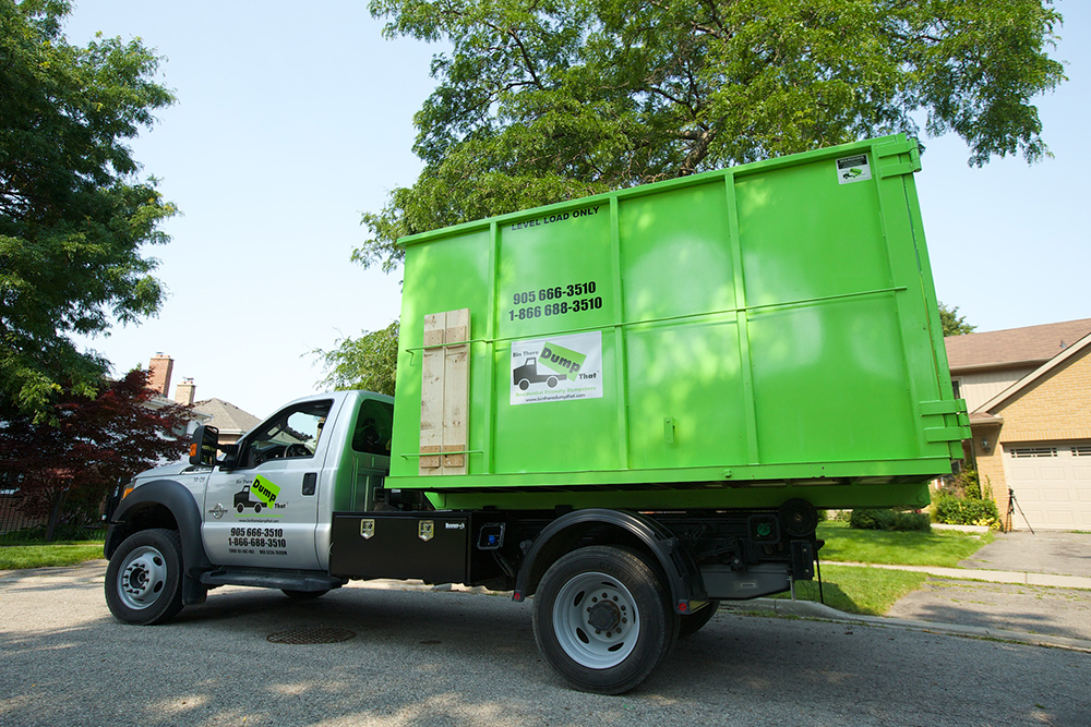 A Bin There Dump That bin is transported on a truck