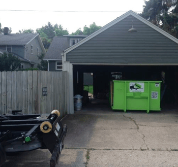 Bin There Dump That dumpster bins snug up conveniently in your driveway.